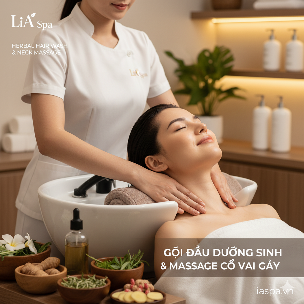 Gội đầu dưỡng sinh & massage cổ vai gáy tại LiA Spa